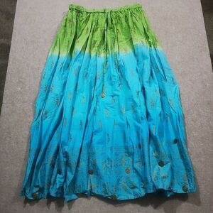 French Laundry Boho Ombre Green and Blue Maxi Skirt #7